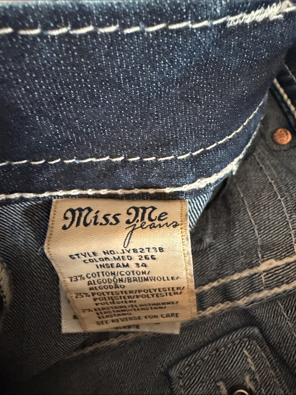 Miss Me Blue Denim Boot Cut w flare Jeans with Embellished Flap Pocket - Picture 3 of 5